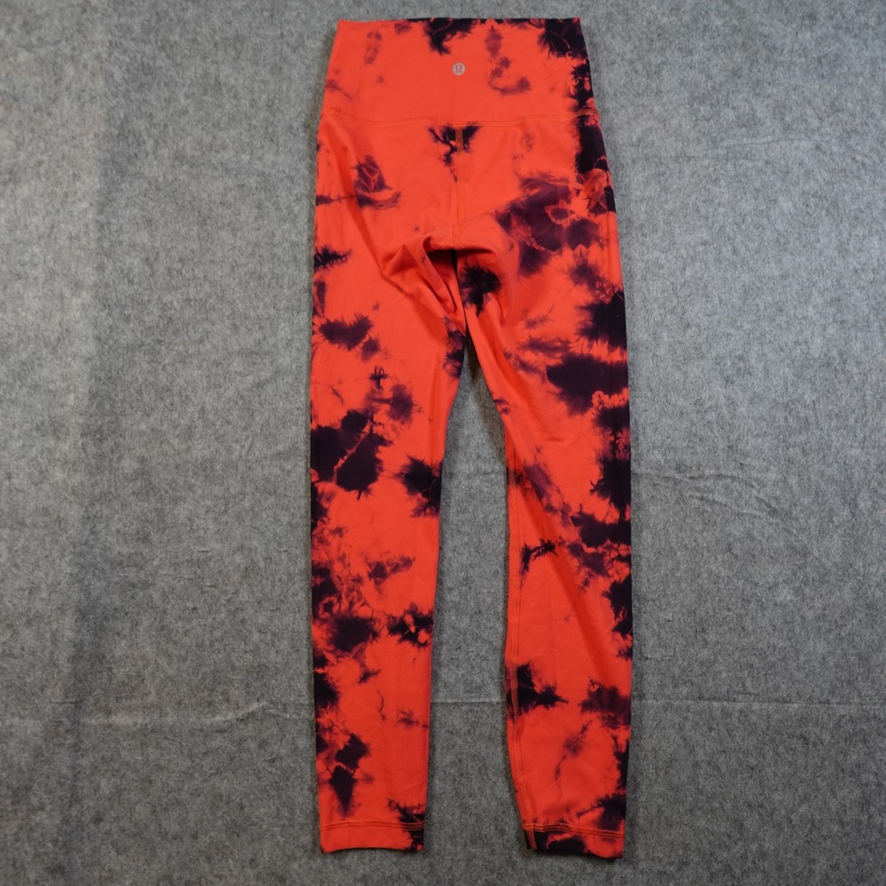 Lululemon Leggings Womens 4 Wunder Train High Rise 25" Tie Dye Red Black Yoga - Picture 6 of 8